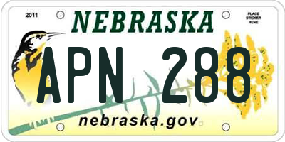 NE license plate APN288