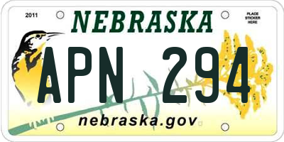 NE license plate APN294