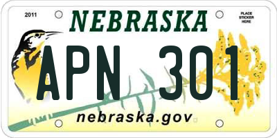 NE license plate APN301