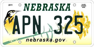 NE license plate APN325