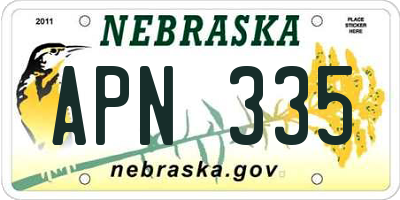 NE license plate APN335