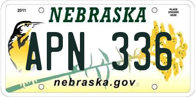 NE license plate APN336