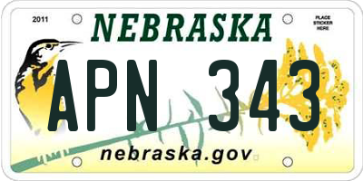 NE license plate APN343