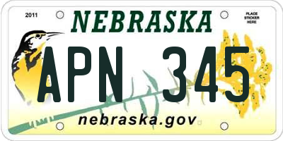 NE license plate APN345