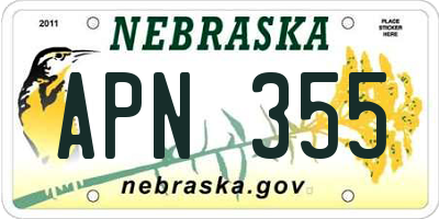 NE license plate APN355