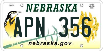 NE license plate APN356