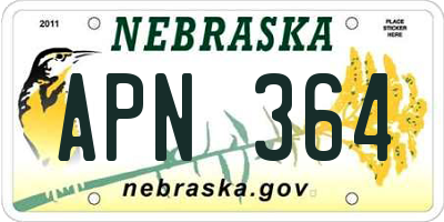 NE license plate APN364