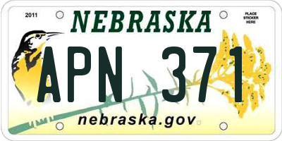 NE license plate APN371