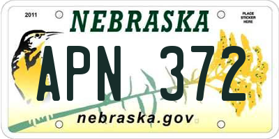 NE license plate APN372