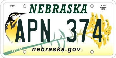 NE license plate APN374