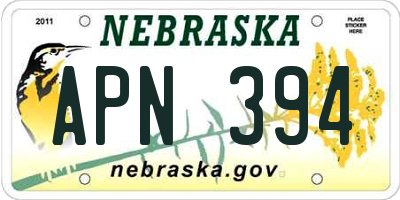 NE license plate APN394