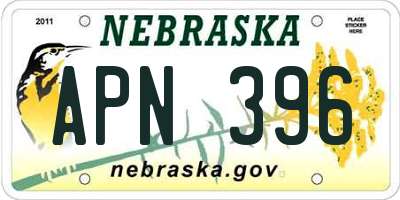 NE license plate APN396