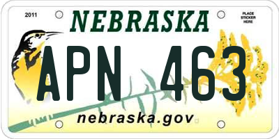 NE license plate APN463