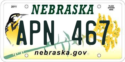 NE license plate APN467