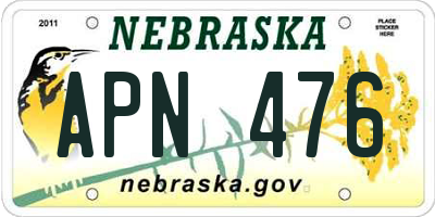 NE license plate APN476