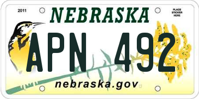 NE license plate APN492
