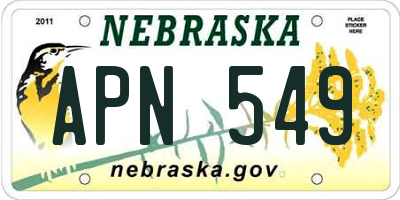 NE license plate APN549