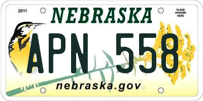 NE license plate APN558