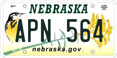 NE license plate APN564