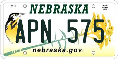 NE license plate APN575