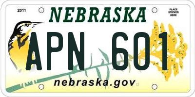 NE license plate APN601