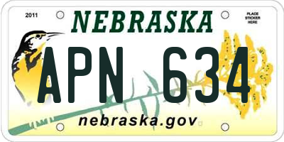 NE license plate APN634
