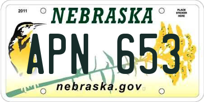 NE license plate APN653