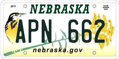 NE license plate APN662