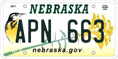 NE license plate APN663