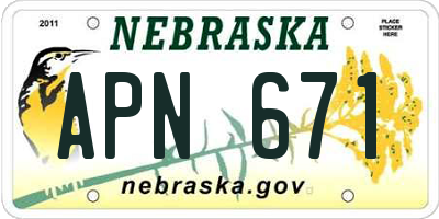 NE license plate APN671