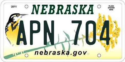 NE license plate APN704