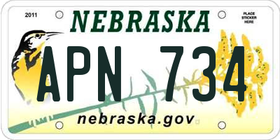 NE license plate APN734