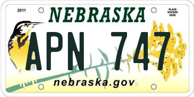NE license plate APN747