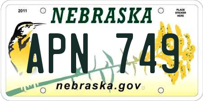 NE license plate APN749
