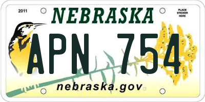 NE license plate APN754
