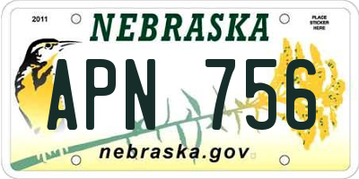 NE license plate APN756