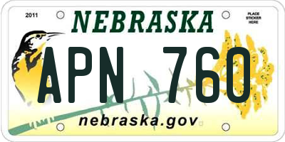 NE license plate APN760