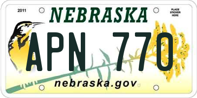 NE license plate APN770