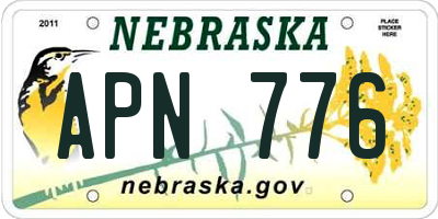 NE license plate APN776