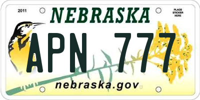 NE license plate APN777