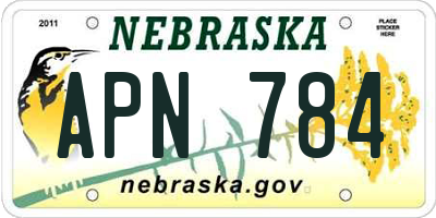 NE license plate APN784