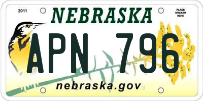 NE license plate APN796