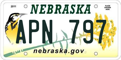 NE license plate APN797