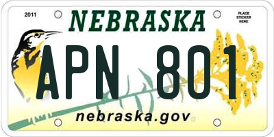 NE license plate APN801