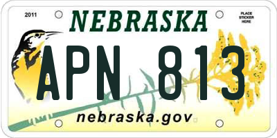 NE license plate APN813
