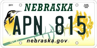 NE license plate APN815