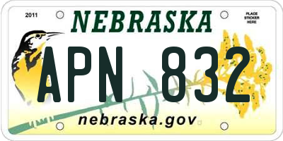 NE license plate APN832