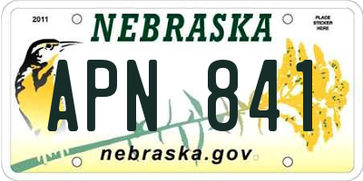 NE license plate APN841