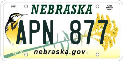 NE license plate APN877