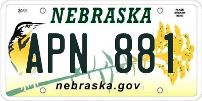 NE license plate APN881